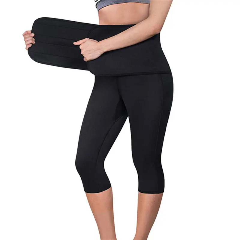 Women Sauna Yoga Pant Capris Leggings Fat Control Sweat Legging with Waist Trainer Belt Hot Sweat Shaper Pants Neorene Wetsuit Women Sauna Yoga Pant Capris Leggings Fat Control Sweat Legging with Waist Trainer Belt Hot Sweat Shaper Pants Neorene Wetsuit