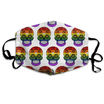 

Garde Art Studio Unisex Mouth Mask with Adjustable Ear Loops, Novelty Gay Pride Skull Anti Dust Mouth Face Cover for