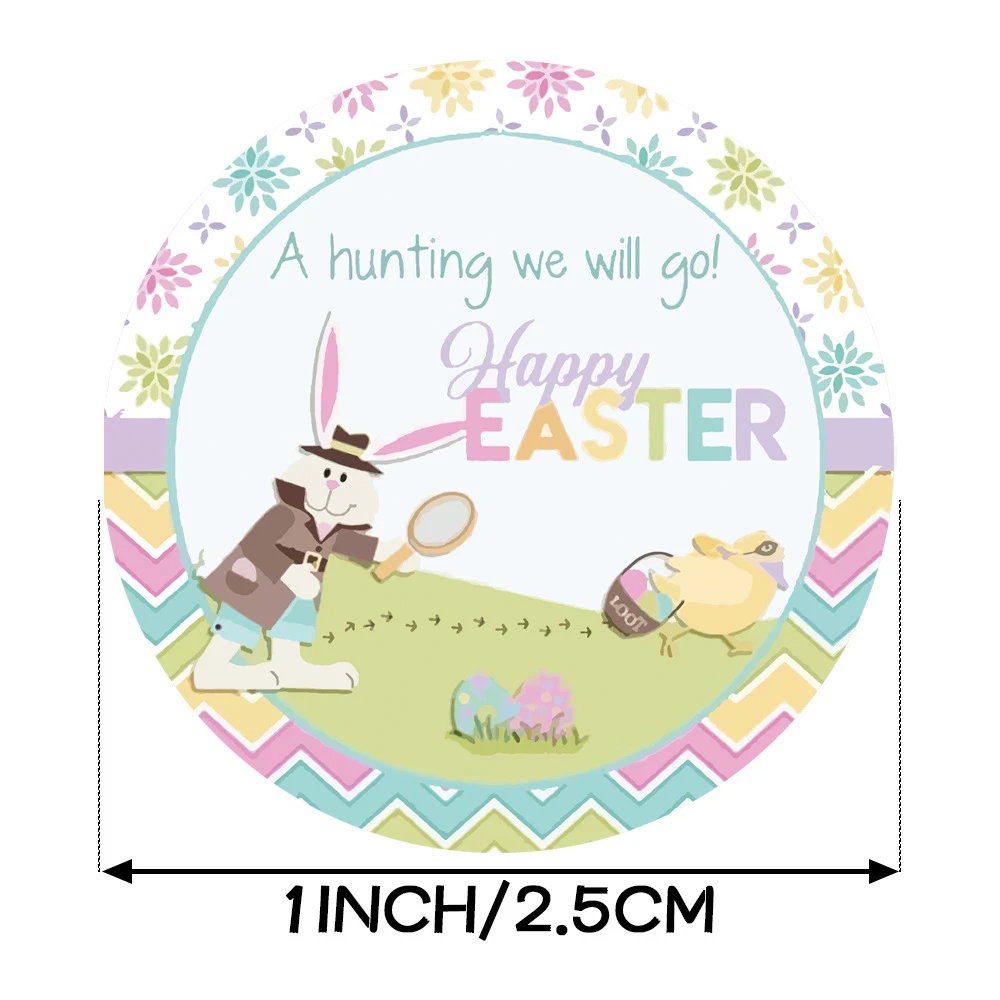 50-100 stücke runde glückliche Ostern Aufkleber für Geschenk beutel Box Umschlag Kaninchen Hase Siegel Etikett Aufkleber Ostern Dekor handgemachte Aufkleber – Detail 10