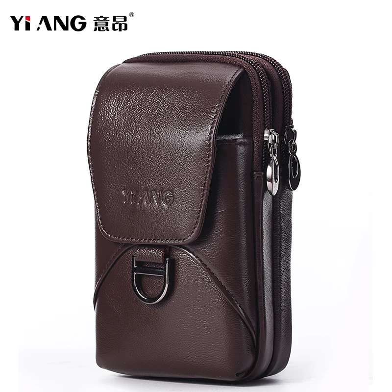 YIANG брендовая модная мужская поясная сумка из натуральной кожи для телефона, поясная сумка для мужчин, сумка-пояс на бедро, кошельки для сотового телефона