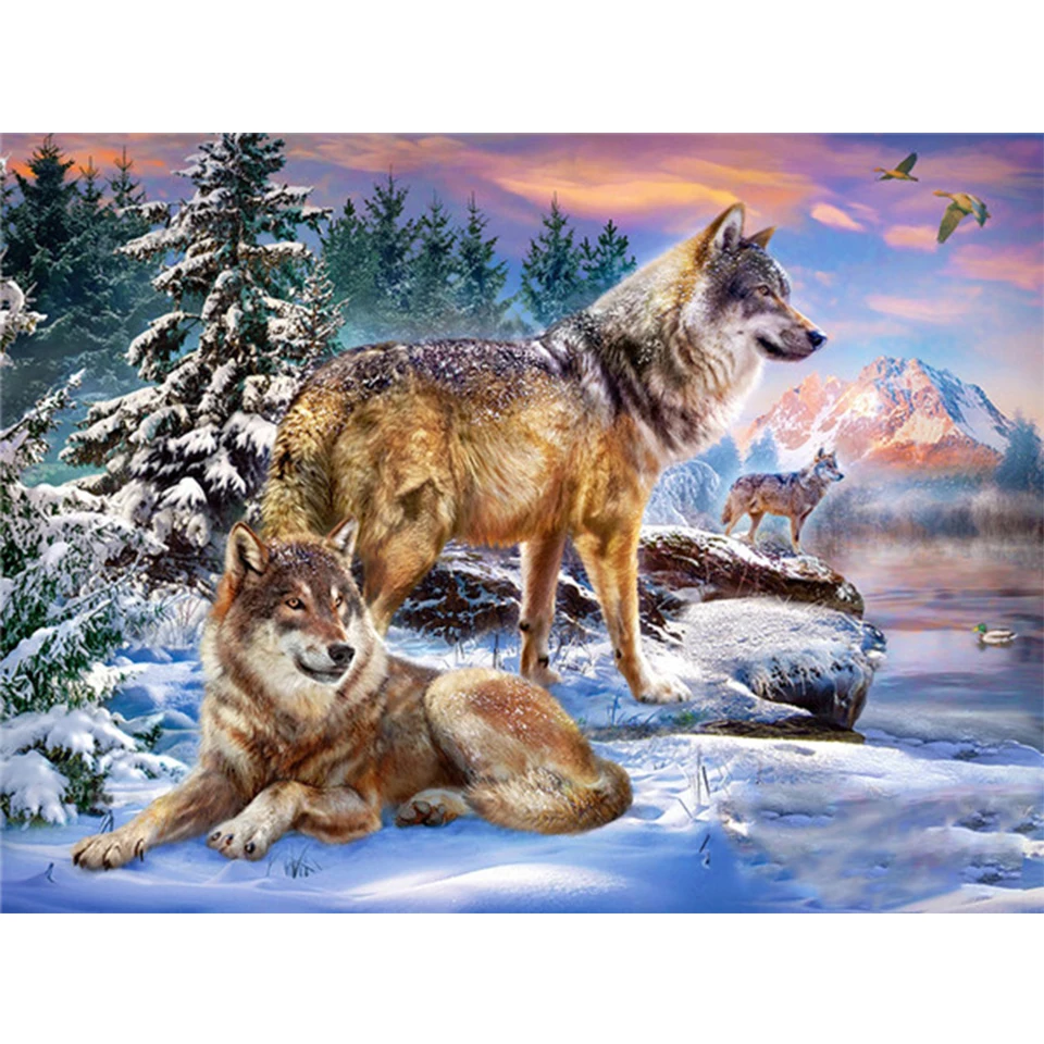 5D Diamond Painting Wolf Animal Rhinestone Picture DIY Full Diamond Embroidery Mosaic Handmade Art Painting Home Decoration Gift 