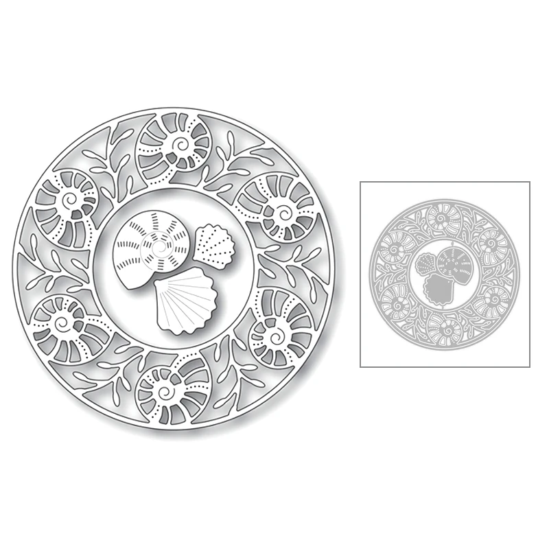 

Новинка 2020, металлические пресс-формы круглой формы с морскими ракушками и ракушками для тиснения, для скрапбукинга, открыток, изготовления бумаги, без штампов