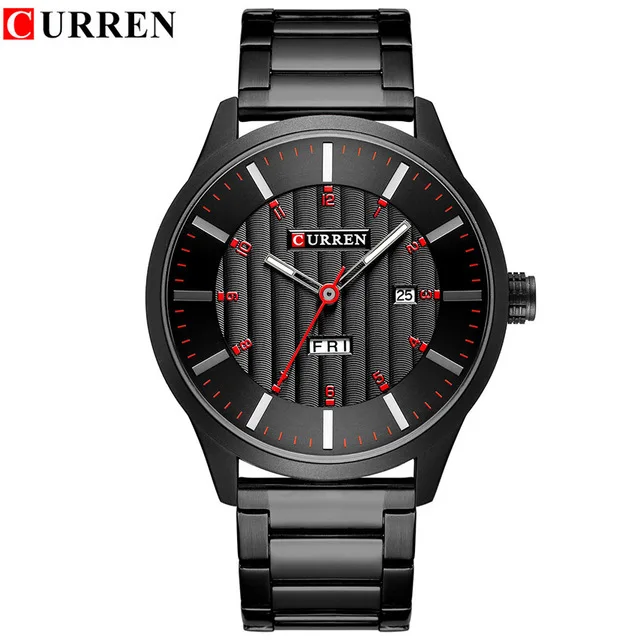 Новинка CURREN 8316 мужские модные брендовые стальные часы с ремешком недели календарь жизни водонепроницаемые спортивные кварцевые часы из нержавеющей стали мужские часы - Цвет: black black