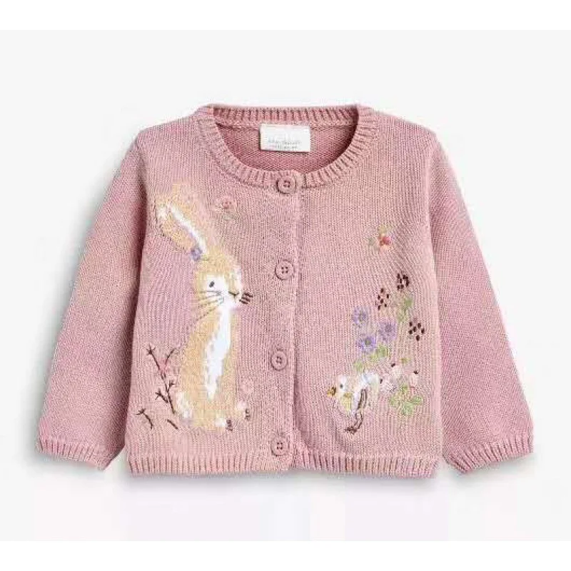 Baby Girls Cotton Knitted Cardigan Pink 