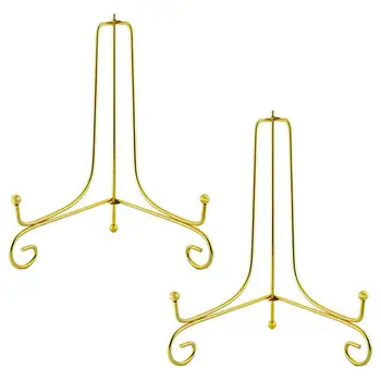 

2pcs Iron Display Stand Golden Iron Picture Rack Cookbooks Tablets Pedestal Photo Holder Dish Bowl Art Picture Frames Home Decor
