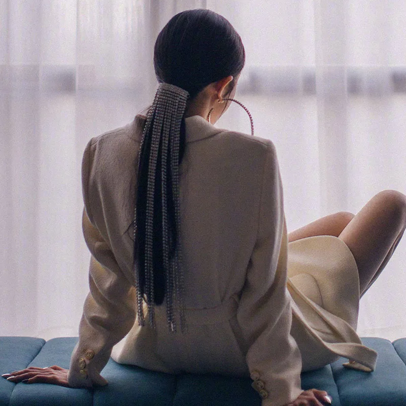 стразы на волосы Full Rhinestone Hair Clips For Women Girls jewelry Long Hair Clip Tassel заколка для волос accessoire cheveux