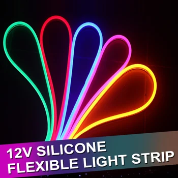 

led Dimmable Set 12V Flexible LED Strip Neon US /EU Rubber Waterproof Bar Light Round Led Neon Flex String Home