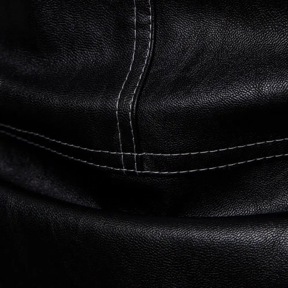 Мужская кожаная куртка джинсовая куртка Осень Зима Повседневная однотонная черная с длинными рукавами лололокуртка с длинным рукавом#0814