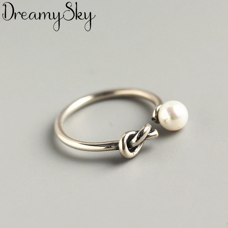 DreamySky Bijoux Simple Style 925 Sterling Silver Bowknot Bow Rings For Women Gifts Large Adjustable Finger Rings