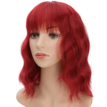 

Bob Wigs Short Synthetic Hair Wavy Bob Wig Cute Cosplay Hair Red Pink Purple Blonde Ombre MUMUPI