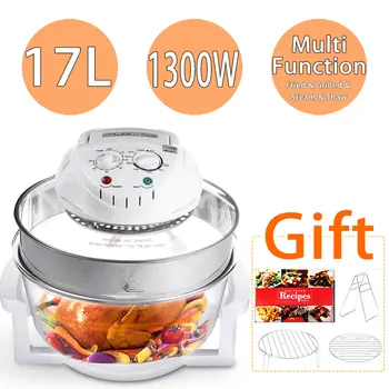 

17L Large capacity Convection Oven Roaster Air Fryer 1300W 110V-240V Turbo Electric Cooker Multifunction Infrared Oven +Recipe