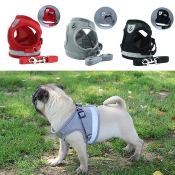 

Adjustable Reflective Dog Harness For Small Medium Dogs Nylon Mesh Pet LeadsPuppy Cat Vest Walking Harnesses Leash Set S/M/L/XL