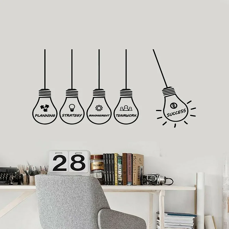 

Office idea strategy management success creative light bulb vinyl wall sticker office home living room art decoration mural BG31