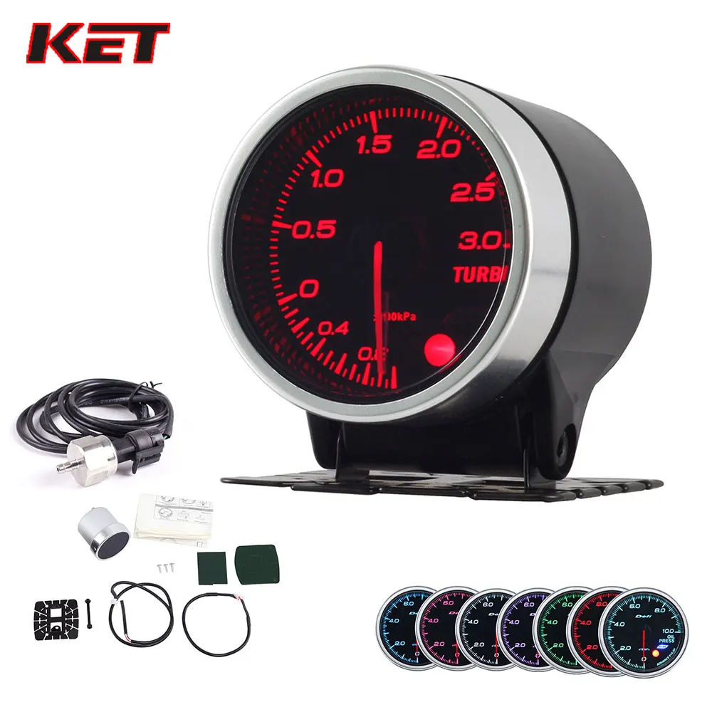Tanie 2 Cal 52MM dym obiektywu 3Bar Turbo Gauge Turbo Boost miernik z czujnik elektryczny