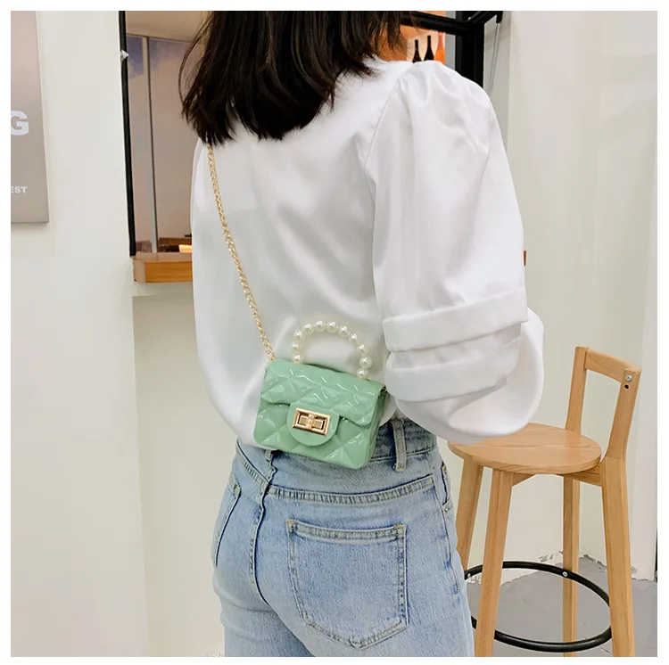 Dikaril Women Mini Handbag New Elegant Shoulder Messenger Portable Chain Bag Girl Cute Bag Pearl Crossbody Rhombus Small Bags