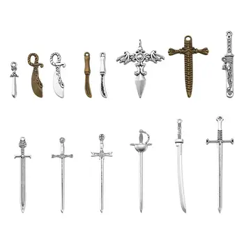 

40pcs/set Tibetan Style Alloy Big Pendants Knife and Sword for Jewelry Making DIY Bracelet Necklace Mixed Color