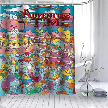 

New Arrival Adventure Time Shower Curtain Polyester Fabric High Defintion Print Bathroom Curtain Waterproof 12 Hook Bath Curtain