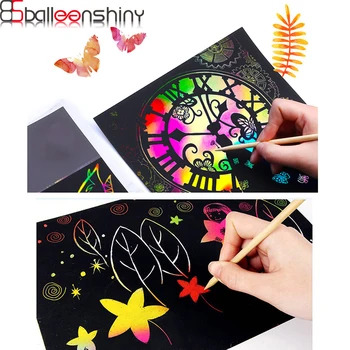 

10 Pcs Baby Toys DIY Art Scratch Painting Paper With Stick For Kids Drawing Baby Educational Toys Child Christmas Gifts