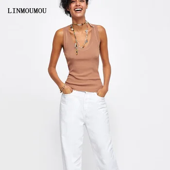 

2020 New Fashion Deep V Neck Women Sexy Tank Tops Knitting Summer Camis Women Casual Tank Tops Vest Sleeveless Crop Tops Blusas