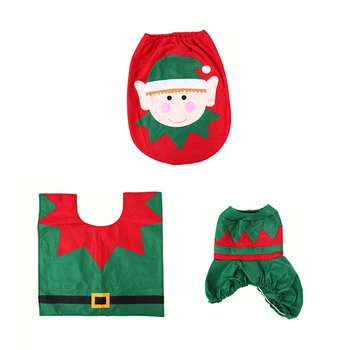 

Toilet Foot Pad Seat Cover Cap Christmas Decorations Happy Santa Toilet Seat Cover And Rug Bathroom Accessory Santa Claus 1Set