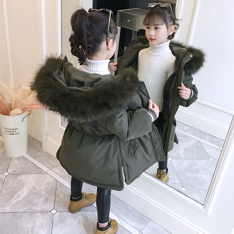 Girls Warm Cotton Padded Jacket Korean Jacket Little/toddler Girls Winter Coat Children's Thickened Fur Hoode Outwear 9 10