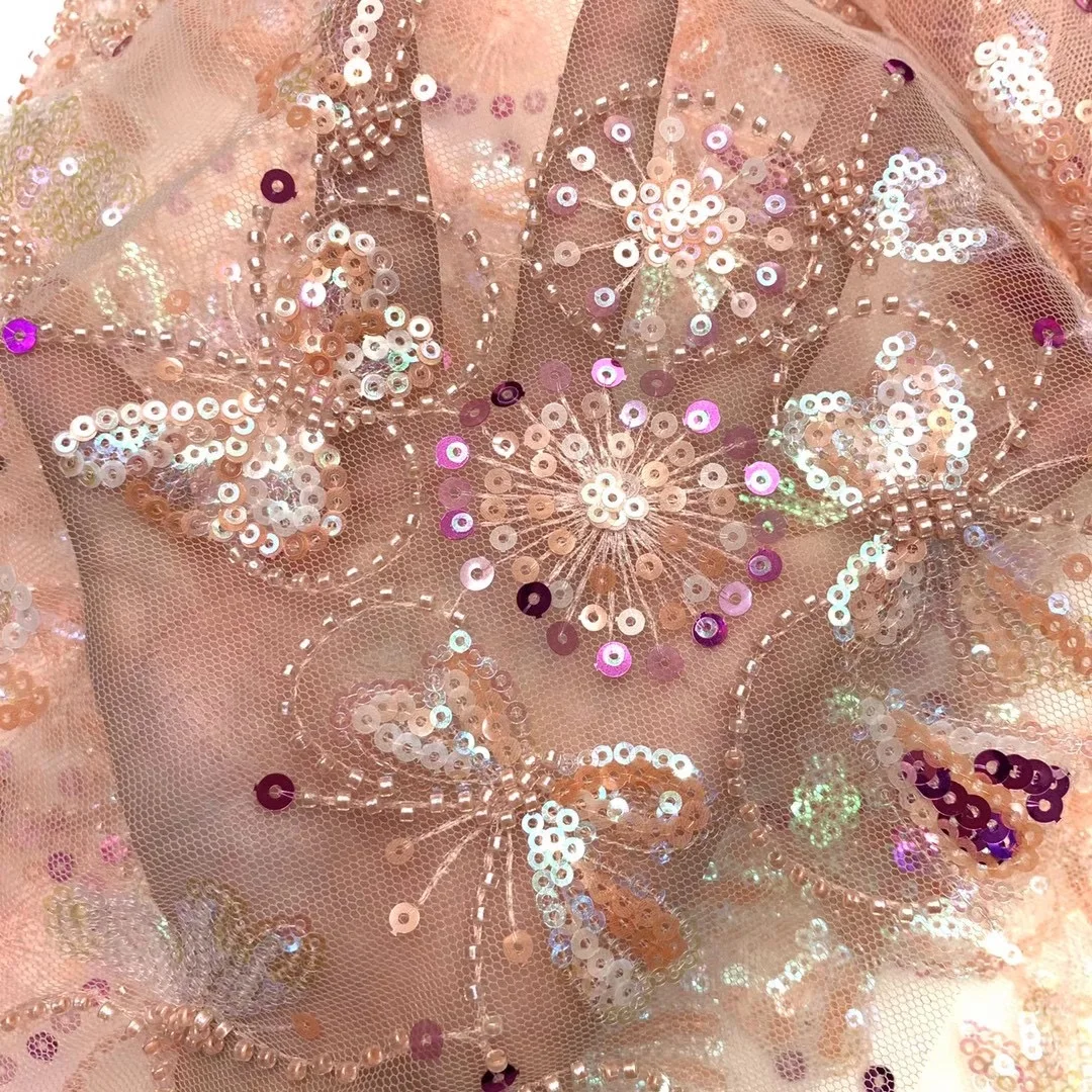 

African sequined tulle lace fabric 2020 high quality French lace fabric embroidery Nigeria lace fabric for women ZX4107