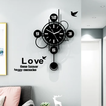 

New Arrival Hanging Swingable Wall Clock With DIY Mirror Stickers Modern Creative Design Clock Wall For Home Decor Living Room