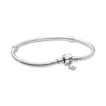 

2020 Spring New Daisy Charm Snake Bone Bracelet Beautiful Natural Style Woman Bracelet Fit Pan Charm S925 Silver Color