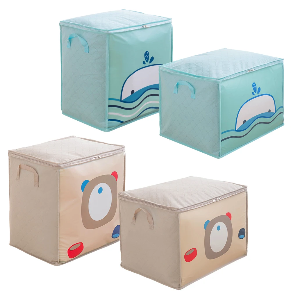 

2pcs Clothes Storage Bag, Foldable Blanket Quilts Bag, Eco Friendly Bamboo Non-Woven Fabric Home decor Accessories gift