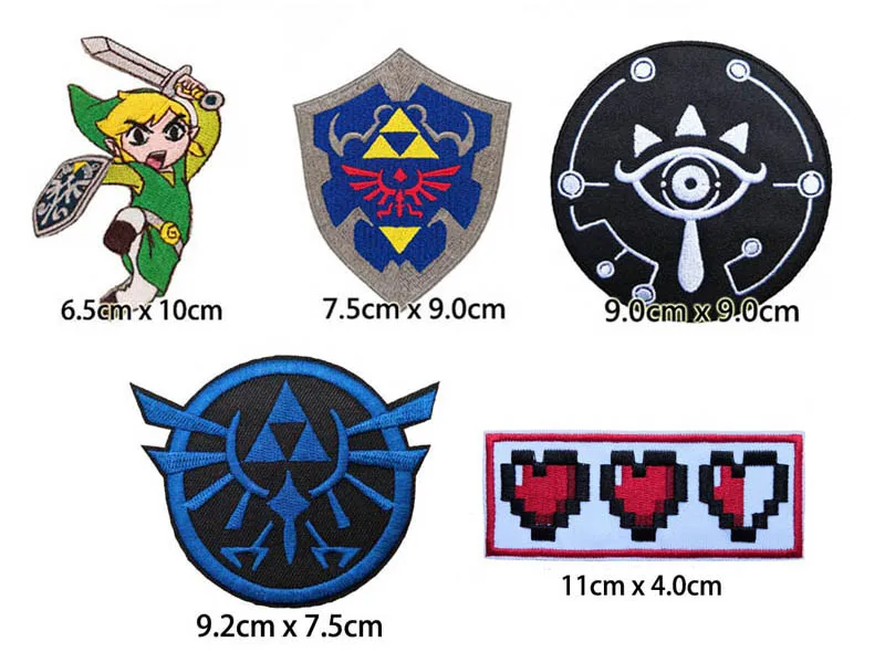 

Cartoon Link, Hylia Shield, Sheka panel mbroidered iron on patch, game Legend of Zelda Jacket clothing badge DIY accessories