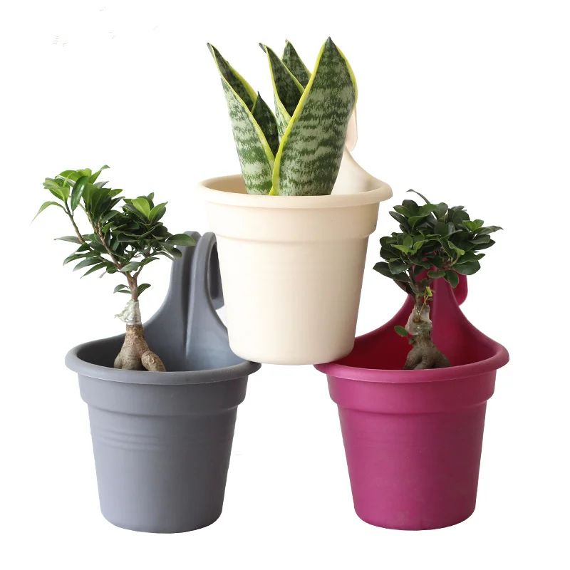 High Quality Wall Hanging Plant Flower Pot Durable Round Resin  Balcony Planters Bucket Potted Plant Home Garden Without Hooks