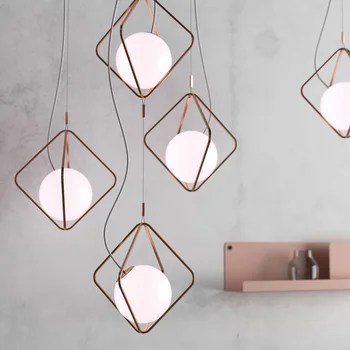 

Modern Led Metal Pendant Lights Wrought Iron Glass Round Ball Brass Rod Hanging Lamp For Living Roomcafekitchen Nordic Lighting
