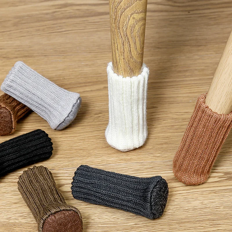 4Pcs/Set Table Chair Leg Covers Home Furniture Non-Slip Knitting Floor Protectors Table Chair Knitted Decor Foot Socks Protector