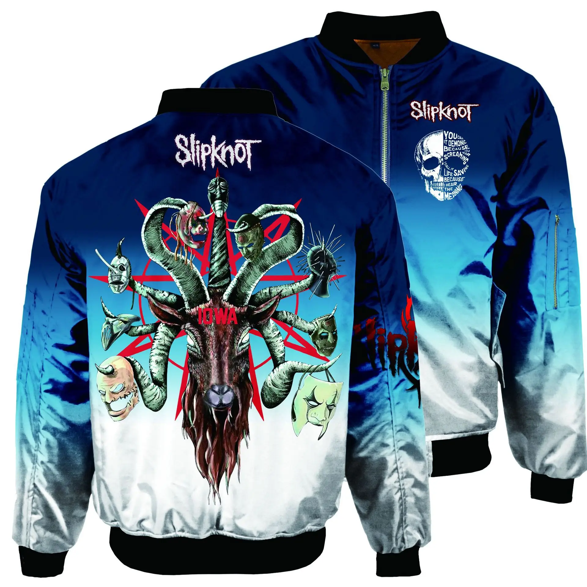 

New Bomber Jacket Men Pilot 3D Rock Punk Rock Slipknot Thick Cotton Pilot Bomber Jacket Men Windbreaker Coat Men Plus SIZE 5XL