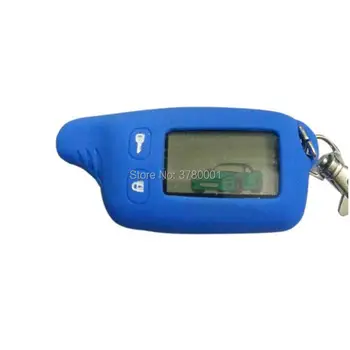 

2-way TW 9010 LCD Remote Control Keychain Fob + Blue Silicone Case for Russian Two way car alarm system Tomahawk TW-9010 TW9010