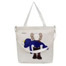 Стиль в японском стиле, уличная напечатанная сумка, холщовая большая сумка, Большая вместительная сумка, двойная