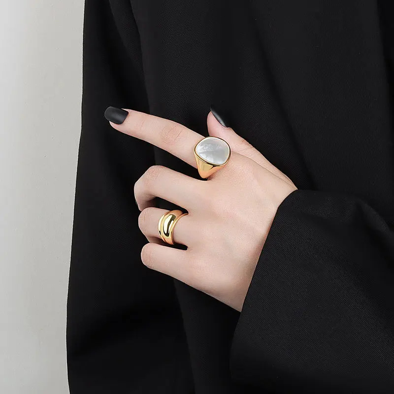 Silver Rings QMCOCO Trendy Shell Geometry Rings For Women Simple Vintage Silver Color Elegant Wedding Party Jewelry Index Finger Accessories