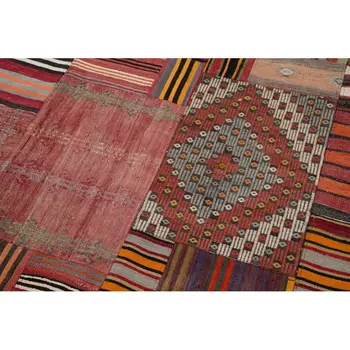 

203x301 Cm Orange Handmade Rugs Patchwork Rug-7x10 Ft