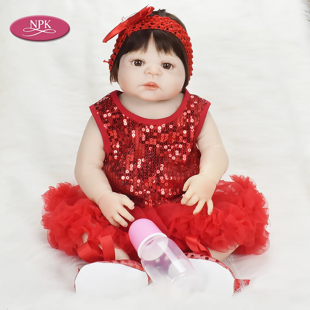 

Bebes Reborn Doll 55CM Realistic Full Silicone Bath Toy Lifelike Princess Girl Reborn Baby Doll Toddler Corpo De Silicone Menina