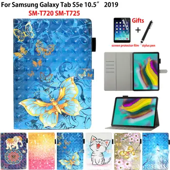 

Case For Samsung galaxy Tab S5e 10.5 2019 SM-T720 SM-T725 T720 Cover Funda Cartoon 3D Painted Flip Stand Skin Capa Shell +Gift