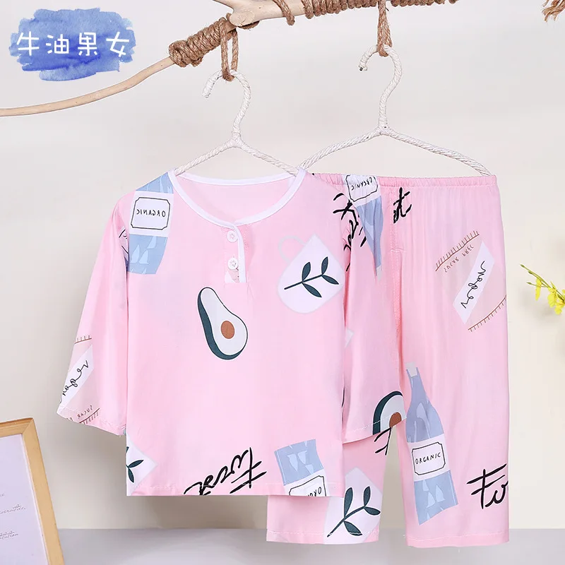 cotton short pajama sets Boys Girls Pajamas Set Summer Sleepwear Teenage Clothing Pijamas Pyjamas Kids Children's Home Outfits Baby Night Suits 4 6 8 10Y cheap pajama sets	