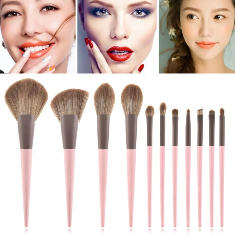 11pcs Makeup Brush Set Foundation Loose Powder Brush Eyeshadow Lip Blush Fan Cosmetic Brush Maquiagem Tool Soft