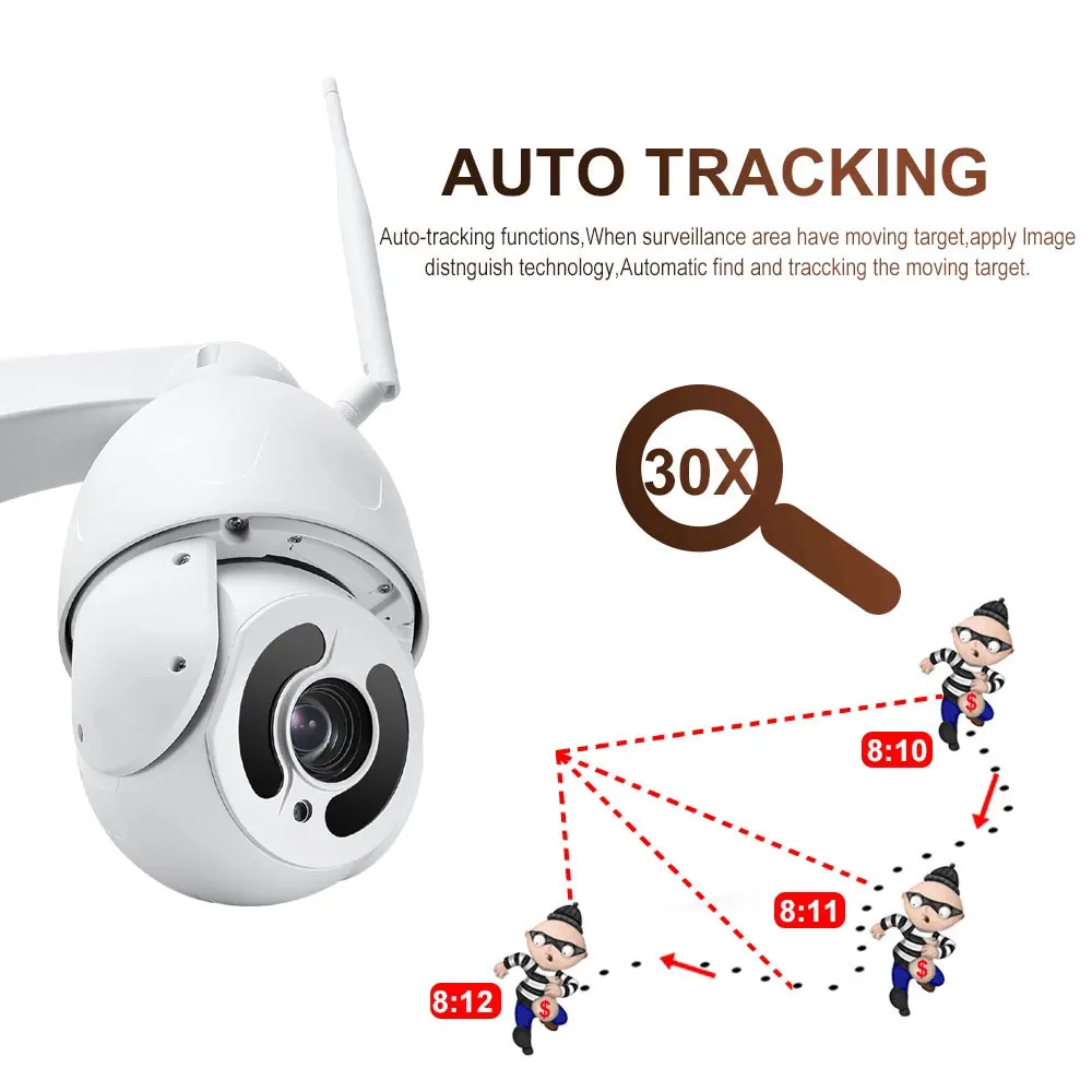 US $128.88 4G Wifi PTZ IP Camera Metal 5MP 30X Zoom Two Way Audio AI Auto Tracking Wireless Cam Outdoor 80m IR Video Home Security Camera