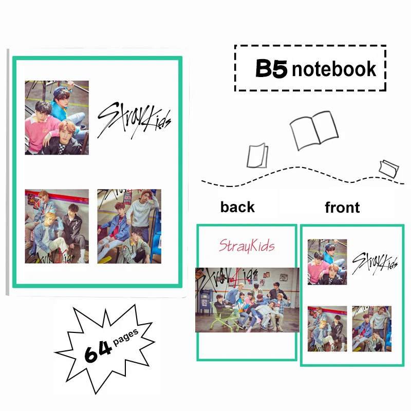 

KPOP Stray Kids With The Same Rubber Sleeve B5 Large Notebook Stationery Dropshipping
