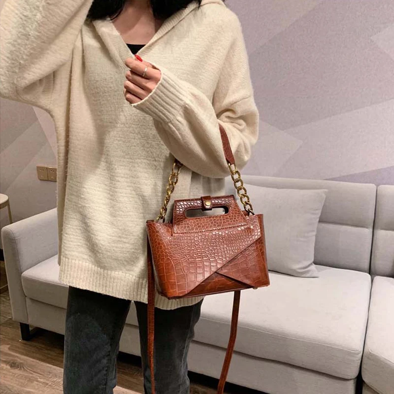 Fashion Alligator Shoulder Bags Women Designer Luxury Pu Leather Chains Handbags Female Small Flap Crossbody Bag Lady Purse 2021
