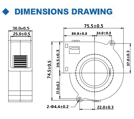 Ventola di Raffreddamento Centrifuga di Alta Qualità 75x75x30mm 5v 12v 24v 18v 7.5cm con Doppio Cuscinetto a Sfera