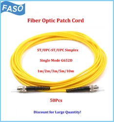 FASO – cordon de raccordement pour Fiber optique, 50 pièces, SX Core ST/UPC monomode G652D FTTH, 1m/2m/3m/5m/10m 