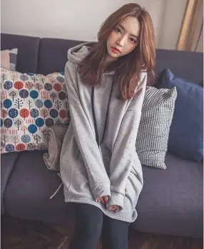 

Mid-length Hoodie 2020 Autumn & Winter New Style Casual WOMEN'S Dress Hooded Warm Loose-Fit Coat a Generation of Fat