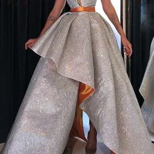 Новое поступление Серебро Милые кристаллы, бисер без рукавов блестка украшение кружева короткое спереди и длинное сзади платья для выпускного вечера;