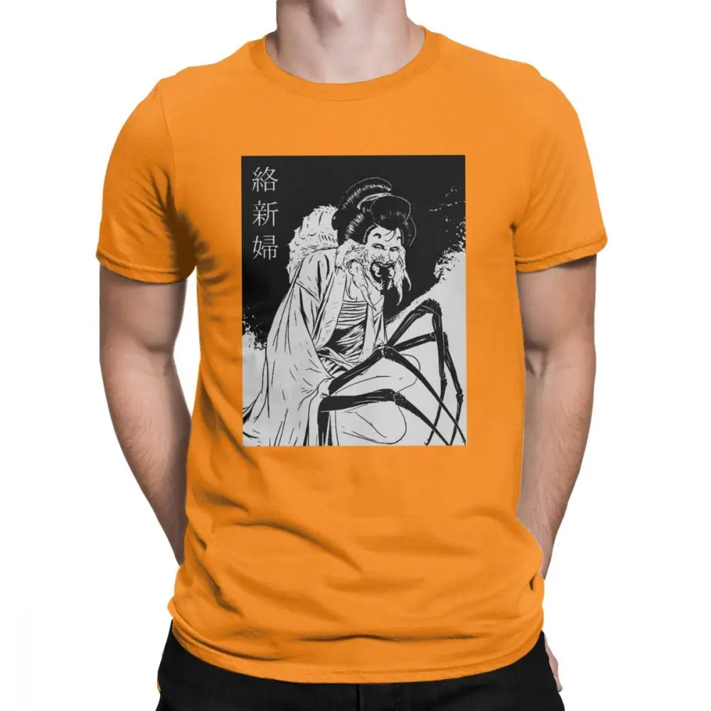 Гейша черный Junji Ito футболка для мужчин японский каго манга ужас Harajuku хлопковая футболка Новое поступление - Цвет: Оранжевый
